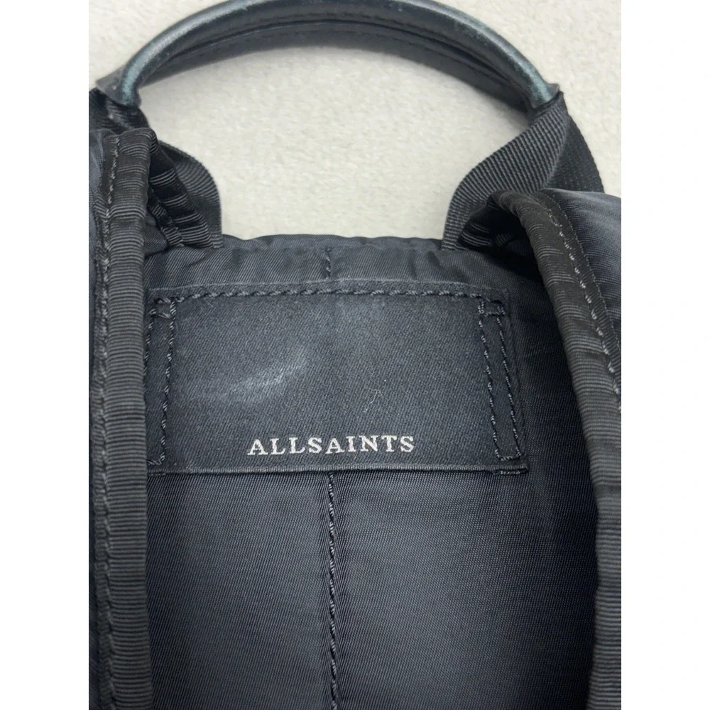 AllSaints Ridge Rucksack Black Nylon Leather Trim Backpack MB001Q Mens Womens